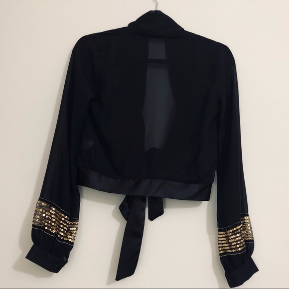 NASTY GAL// sequined sheer tied crop top - Picture 6 of 6